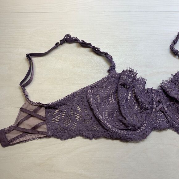 Victoria Secret Dream Angels Push Up Without Padding Bra Purple Lace Size 36 D - Picture 7 of 7